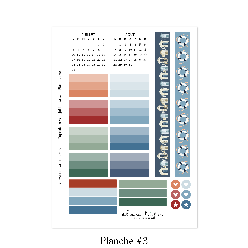 Stickers box mensuelle juillet 2023 - Set de 5 planches