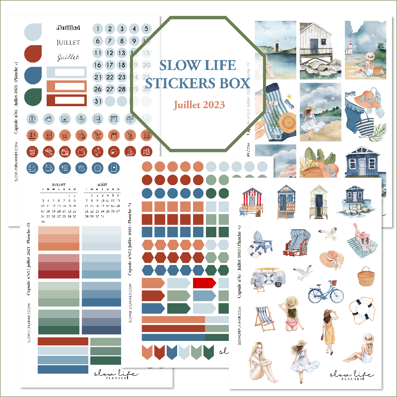 Stickers box mensuelle juillet 2023 - Set de 5 planches