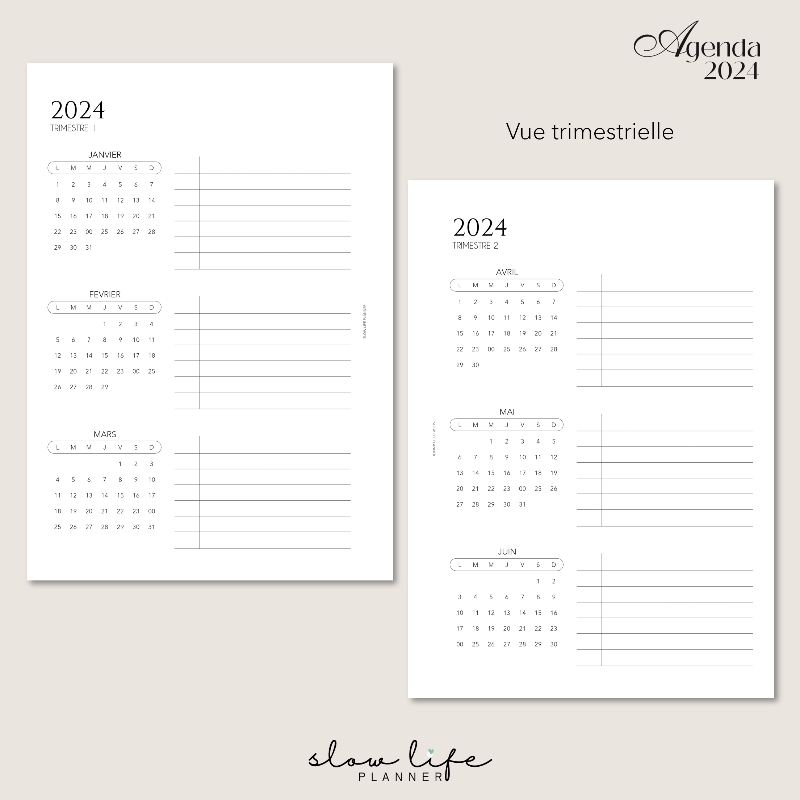 Planner Fonctionnel Vue trimestrielle