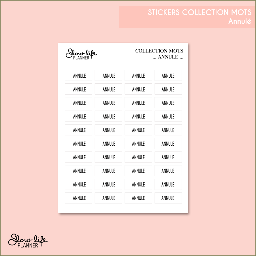 Stickers Collection Mots | Métallisés | Annulé