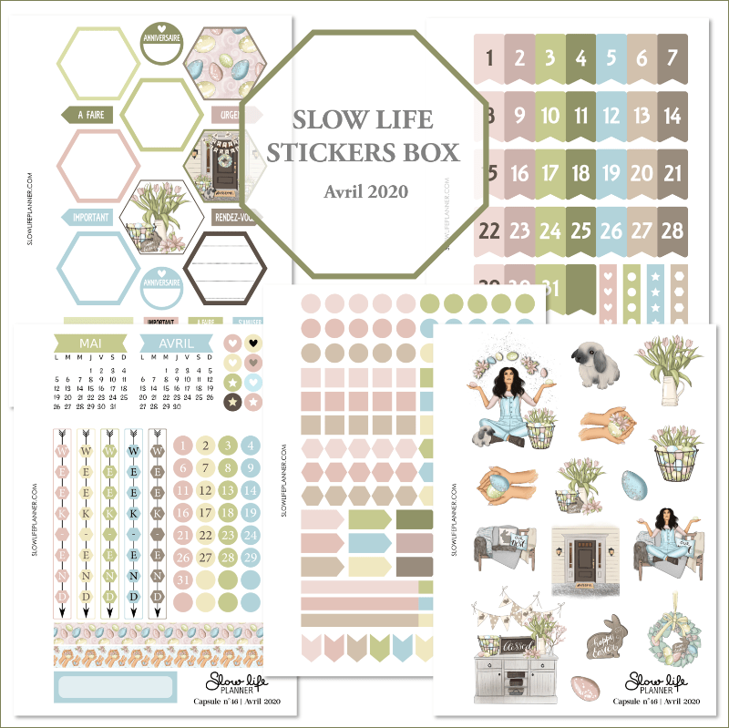 Slow Life Planner stickers Box d'Avril 2020