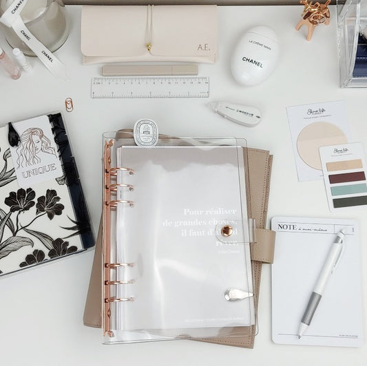 Planner clear anneaux rose gold