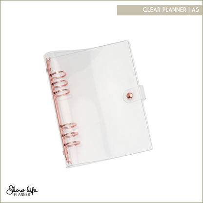 Clear Vinyl planner A5 rose gold 6 rings