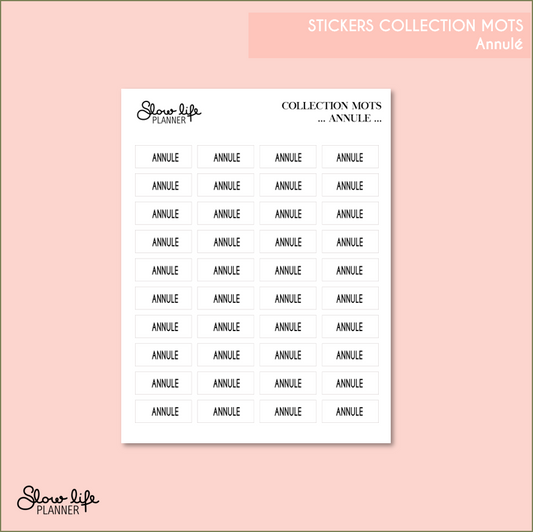 Stickers Collection Mots | Métallisés | Annulé